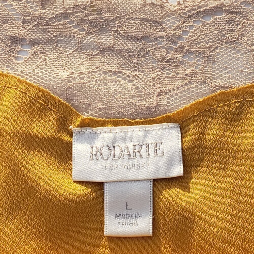 Rodarte for Target Mustard Yellow Lace Trim Camisole Top Size Large - Picture 5 of 8